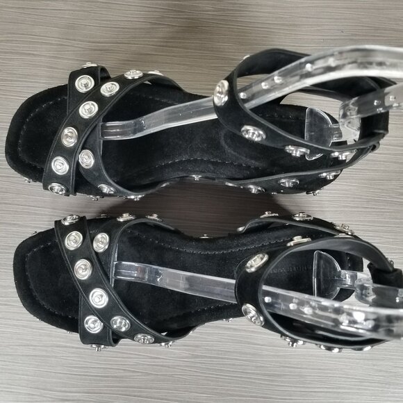 Alexander Wang Sandrah Studded Platform Sandal Black Suede Womens Size 10.5/40.5 - Picture 10 of 12
